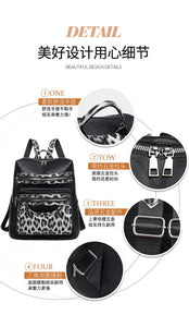Soft Leopard Interior Compartment Fashion Backpacks Sewing Thread Large Capacity High Quality Bags for Women Pu Women's Handbags