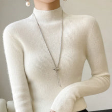 Autumn Winter Women Sweater Slim Fit Bottoming Shirt Basic Knitted Tops Black Long Sleeve Mock Neck Pullovers Strecth Innerwears