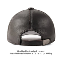 FEINION Genuine Leather Unisex Baseball Cap 100% Leather Winter Structured Flat Adjustable Back Strap Hat