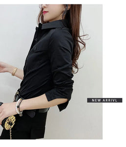 2024 New Fall Winter European  Shirts Office Lady Pockets Blouses  Button Up Long Sleeve Tops