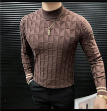 High Quality Half High Collar Knitted Sweater for Men Casual Business Pullover Sweater Slim Fit Warm Knitwear Tops Autumn Winter