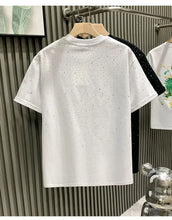 Men's Summer Rhinestone Rivet T-shirt  featuring a round neck and casual  styles Perfect for high street  fashion in 2025 . Short sleeve for comfort fit