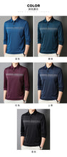 Men's  Warm  Long Sleeve Casual Polo  Business Style Stripe Printed Men's Top