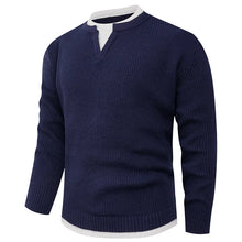 Two-piece Knitted Sweater for Men's Pullover Loose Inner Round Neck Warm Bottom Sweater