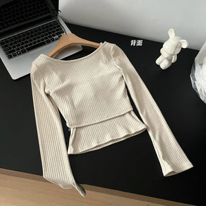 Fall Winter Two Piece Sets Cropped Sweater Pullovers Tops