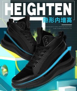 Men Boots Elevator Shoes Hidden Heels Canvas Heightening Shoes