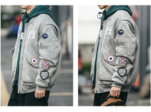 Mens American Heavyweight Padded Bomber Jacket Winter Warm Badge Patch Streetwear Fashion Trendy Coat Korean Hip Hop Parkas Male