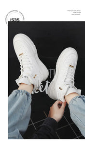 2024 Men's Skateboard  High Top Platform Sneakers  Leather Lace-up