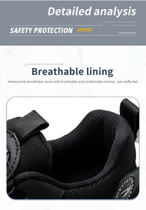 Big Size Men and Women Rotary Buckle Work Safety Shoes Men Air Soft Sole Lightweight Sneakers Protective Fashion Work Shoes