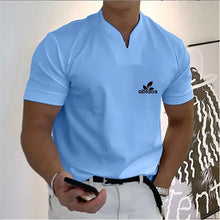 Summer Men's Short-Sleeved Cotton Casual Men's T-shirt V-neck