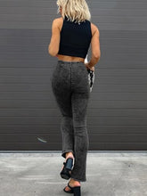 Curvy Slit Hem Jeans Women Slim Fit Stretch Pencil Pants Elastic High Waist Solid Color