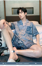 Large Size Men Pajamas Set Ice Silk Cartoon Bear Short-Sleeved Student Two-Piece Cardigan Lapel Smiley Letters 3xl Code Pajamas