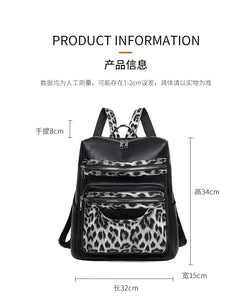 Soft Leopard Interior Compartment Fashion Backpacks Sewing Thread Large Capacity High Quality Bags for Women Pu Women's Handbags