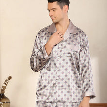 Plus Size Men's Sleepwear 2PCS Pajamas Set Spring Autumn Long Sleeve Trouser Pijamas Suit Loungewear Loose Silk Satin Home Wear