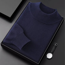 Men's Thick Sweater 100% Cotton Half high collar  Knitted Hoodie Fashion Jacquard Bottom Sweater Autumn/Winter Warm Men's Wear