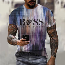 Men's round neck short sleeved T-shirt, 3D printed large casual sweater, fashionable trend, summer