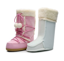 Women Snow Boots Warm Plush Comfortable Platform Shoes Lady Lace-up Mid-Calf Pink Boots Non-slip Winter Shoes Booties