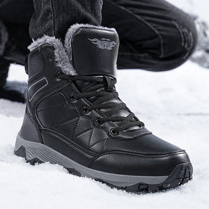 Men's Winter Snow Boots Waterproof Pu Leather Fast Shipping Sneakers Shoes Big Size39-48