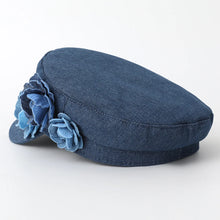 Western Style Oversized Floral Beret, Navy Sun Hat with UV Protection & Breathable Design for Women/Unisex Casual Outdoor