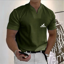 Summer Men's Short-Sleeved Cotton Casual Men's T-shirt V-neck