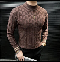 High Quality Half High Collar Knitted Sweater for Men Casual Business Pullover Sweater Slim Fit Warm Knitwear Tops Autumn Winter