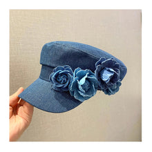 Western Style Oversized Floral Beret, Navy Sun Hat with UV Protection & Breathable Design for Women/Unisex Casual Outdoor
