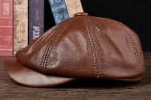 Hats Men 2025 Winter 100% Genuine Leather Warm Cap Male Beret Painter Boina Cowhide Octagonal Casquette High Quality Streetwear