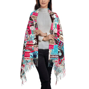 Custom UK Flag Tassel Scarf Women Winter Warm Shawl Wrap