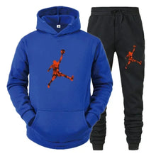Men's fashion casual sportswear, outdoor fitness jogging set, autumn and winter pullover hoodie + warm pants two-piece