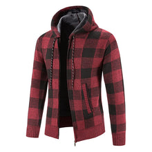 Men's New Plaid Jacket Hooded Sweater Autumn Winter Fleece Outwear Thick Warm Casual Clothing Cold Windbreaker Coat