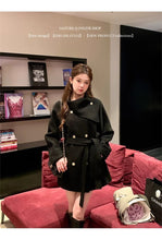 2025 Fall and Winter New Women Tops Coat Wool Blends Turn Down Collar Long Sleeve Double Breasted A Line Female Coats Clothing