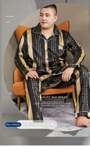 5XL Big Size Pajamas For Men 165KG Spring Summer Ice Silk Satin Cool Pajama Man Set Casual Loose Luxury Print Sleepwear Pijama