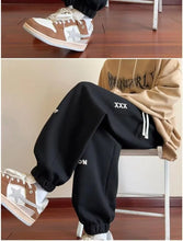 Winter Thickened Fleece Men's Pants Warm Casual Embroidery Letter Fleece Liner Thick Trousers Outdoor Thermal Warm Sweatpants