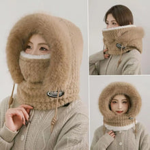 Winter Plush Hat for Women Warm Thick Hood with Scarf Mask Ear Protection Windproof Thermal Cap for Outdoor Cycling Riding