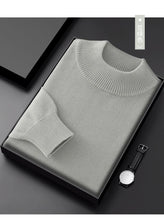 Men's Thick Sweater 100% Cotton Half high collar  Knitted Hoodie Fashion Jacquard Bottom Sweater Autumn/Winter Warm Men's Wear