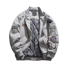 Mens American Heavyweight Padded Bomber Jacket Winter Warm Badge Patch Streetwear Fashion Trendy Coat Korean Hip Hop Parkas Male