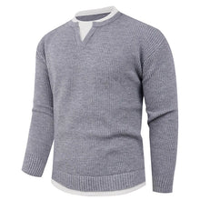 Two-piece Knitted Sweater for Men's Pullover Loose Inner Round Neck Warm Bottom Sweater