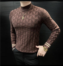 High Quality Half High Collar Knitted Sweater for Men Casual Business Pullover Sweater Slim Fit Warm Knitwear Tops Autumn Winter