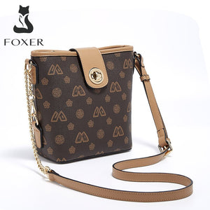 FOXER Women's PVC Crossbody Shoulder Bags Lady Small Bucket Bag Fashion with Pendant