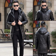 Sheepskin Down Jacket Men Mid Length Korean Slim Fitting Hooded Windbreaker Male Luxury Brand Puffer Jacket Man Winter Down Coat