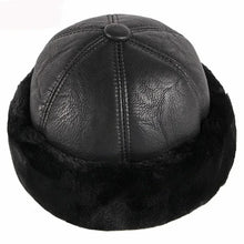 Thick Outdoor Warm Winter Hat Men Black Fur Leather Russian Male Windproof Snow Ski Cap Fleece Lined