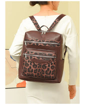 Soft Leopard Interior Compartment Fashion Backpacks Sewing Thread Large Capacity High Quality Bags for Women Pu Women's Handbags