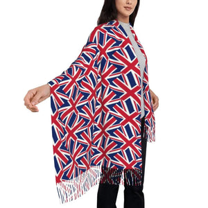 Custom UK Flag Tassel Scarf Women Winter Warm Shawl Wrap