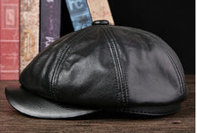 Hats Men 2025 Winter 100% Genuine Leather Warm Cap Male Beret Painter Boina Cowhide Octagonal Casquette High Quality Streetwear