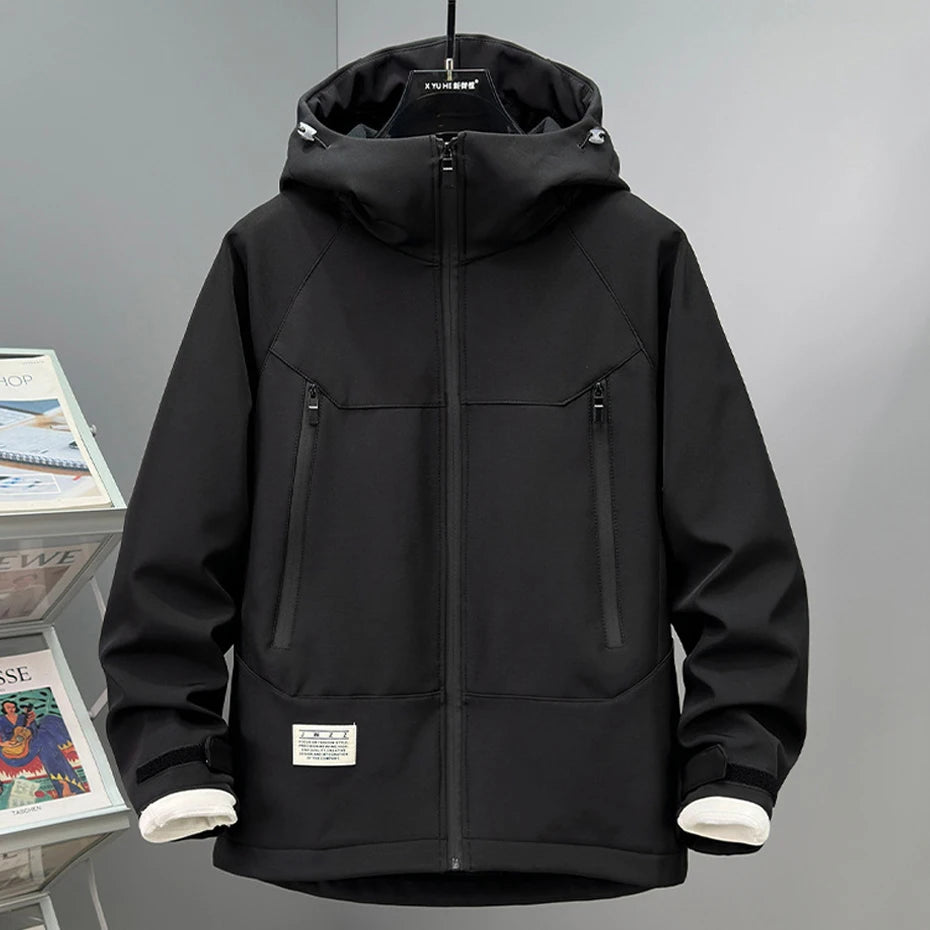 Waterproof Windbreaker Jacket Men 12XL 13XL Plus Size Camp Jacket Coat Male Fashion Casual Fleece Jackets Big Size 13XL