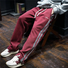 Straight Autumn and Winter Cotton Hip-hop Striped Trousers Male Sports Pants Wide Leg Men's Sweatpants Jogger Big Tall Man Long
