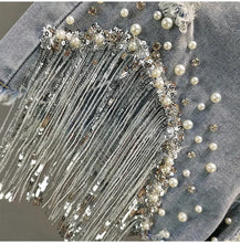 Denim Shorts Women's 2025 Summer Clothes New European High Waist Thin Heavy Industry Beaded Sequined Fringed Broken Copper Jeans