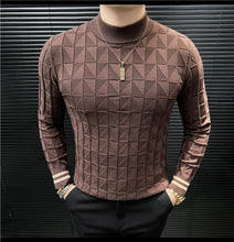 High Quality Half High Collar Knitted Sweater for Men Casual Business Pullover Sweater Slim Fit Warm Knitwear Tops Autumn Winter