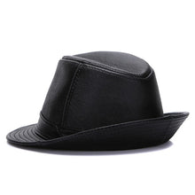 Men's Gentlemen's Fedora Hat Genuine 100% Cowhide Leather Trilby Cap Real Cowhide Leather Jazz Casual Autumn Winter Top Cap