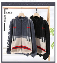 Knit Men 's Cardigan Sweater Coat Men Wool Cotton Sweatercoat Striped Fashion christmas Autumn Knitted Sweater Jacket